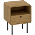 Bedside Table 40cm Drawer Open Shelf Oak Wooden End