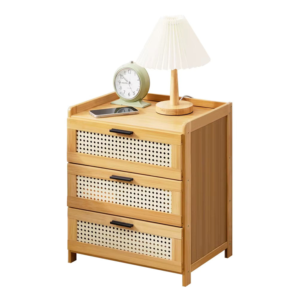 Bedside Table 42.5cm Drawer Sliding Door Compartments Wood