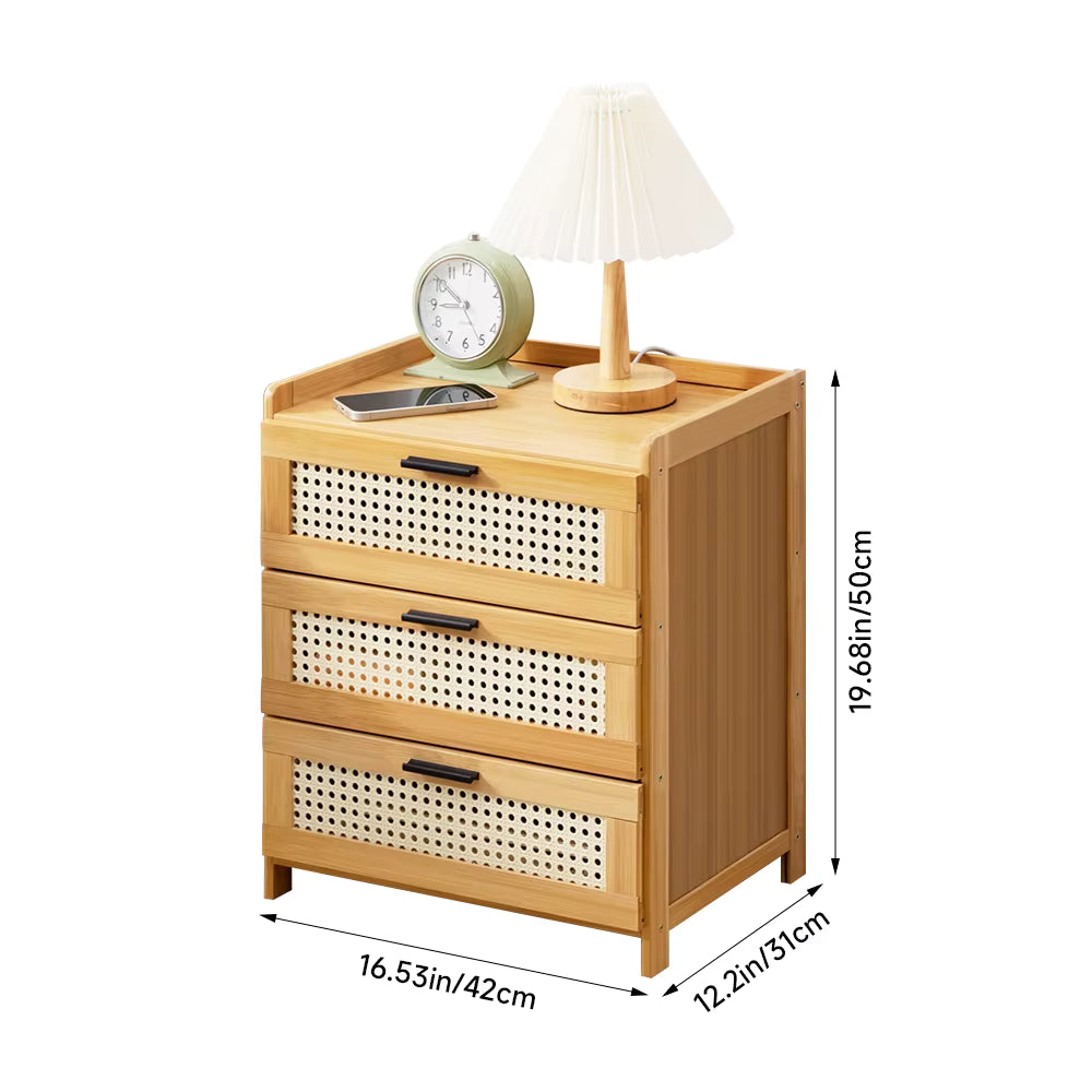 Bedside Table 42.5cm Drawer Sliding Door Compartments Wood